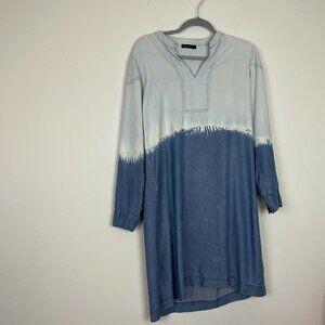 Coco & Carmen Blue Chambray Tie dye Ombre sheath shirt Dress Size Small